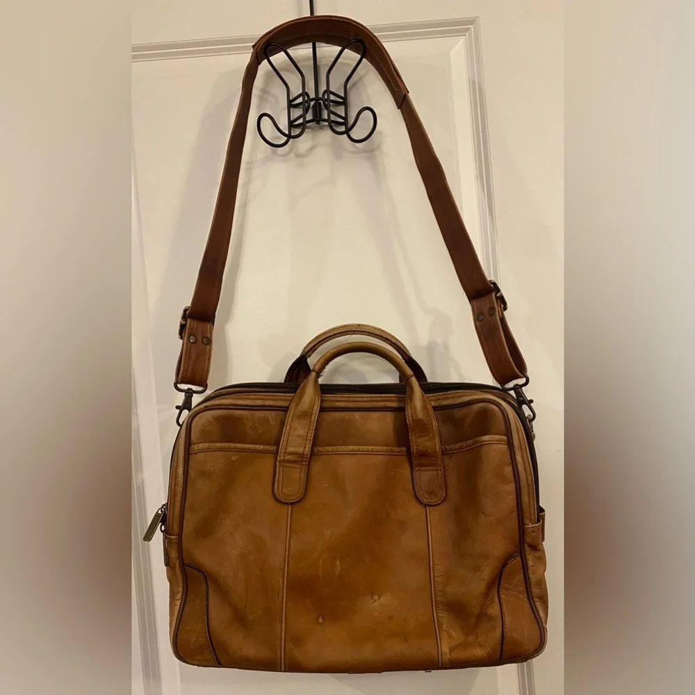 Leather Briefcase Avenues America Attaché Messenger Brown Vintage Distressed